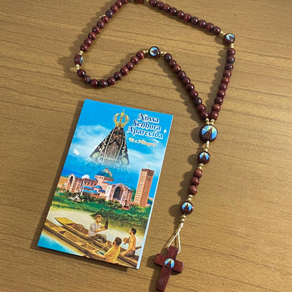 TERÇO DE MADEIRA NOSSA SENHORA APARECIDA 7 MEDALHAS (3 UNIDADES)