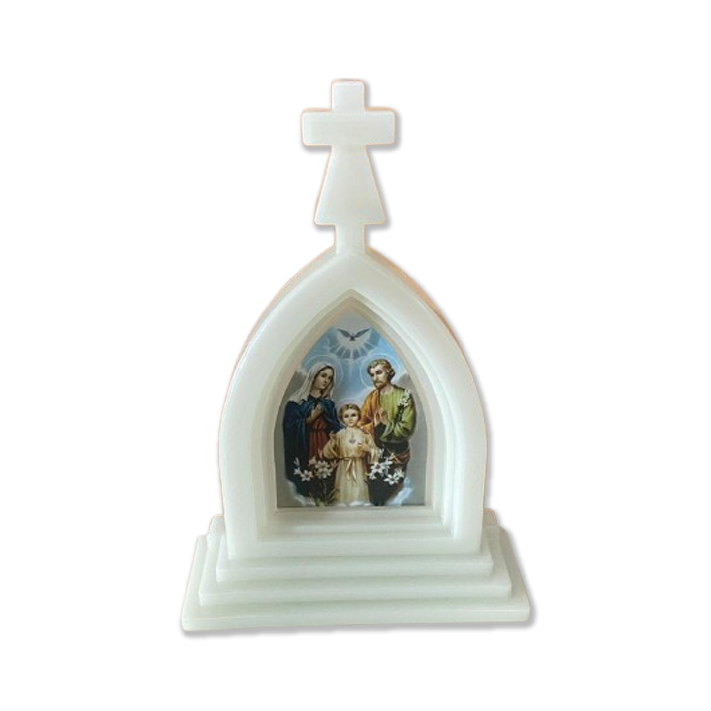 CAPELA ACRÍLICA G SAGRADA FAMÍLIA FLUORESCENTE 18X12CM (1 UNIDADE)