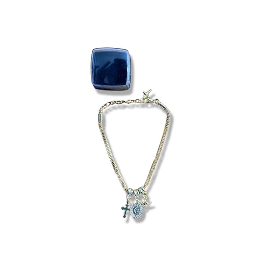 PULSEIRA DOURADA NOSSA SENHORA DAS GRAÇAS COM STRASS (6 UNIDADES)