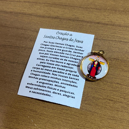 MEDALHA DUPLA FACE SANTAS CHAGAS (12 UNIDADES)