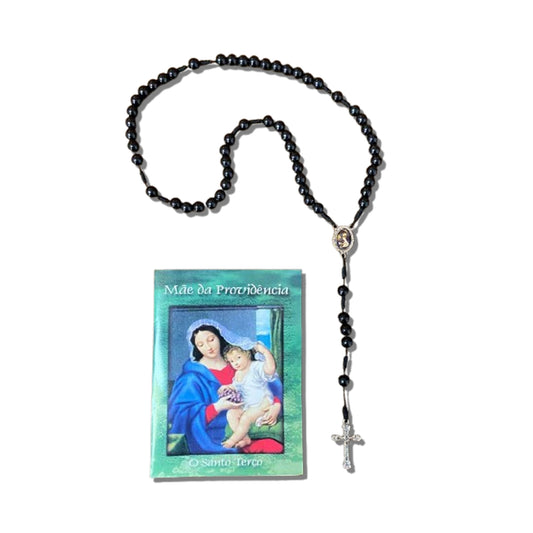 TERÇO PÉROLA PRETA DIVINA PROVIDÊNCIA 8MM (1 UNIDADE)