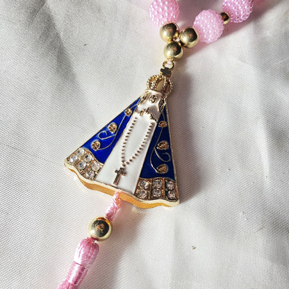 DEZENA PARA CARRO NOSSA SENHORA APARECIDA AMORA ROSA 10MM (3 UNIDADES)