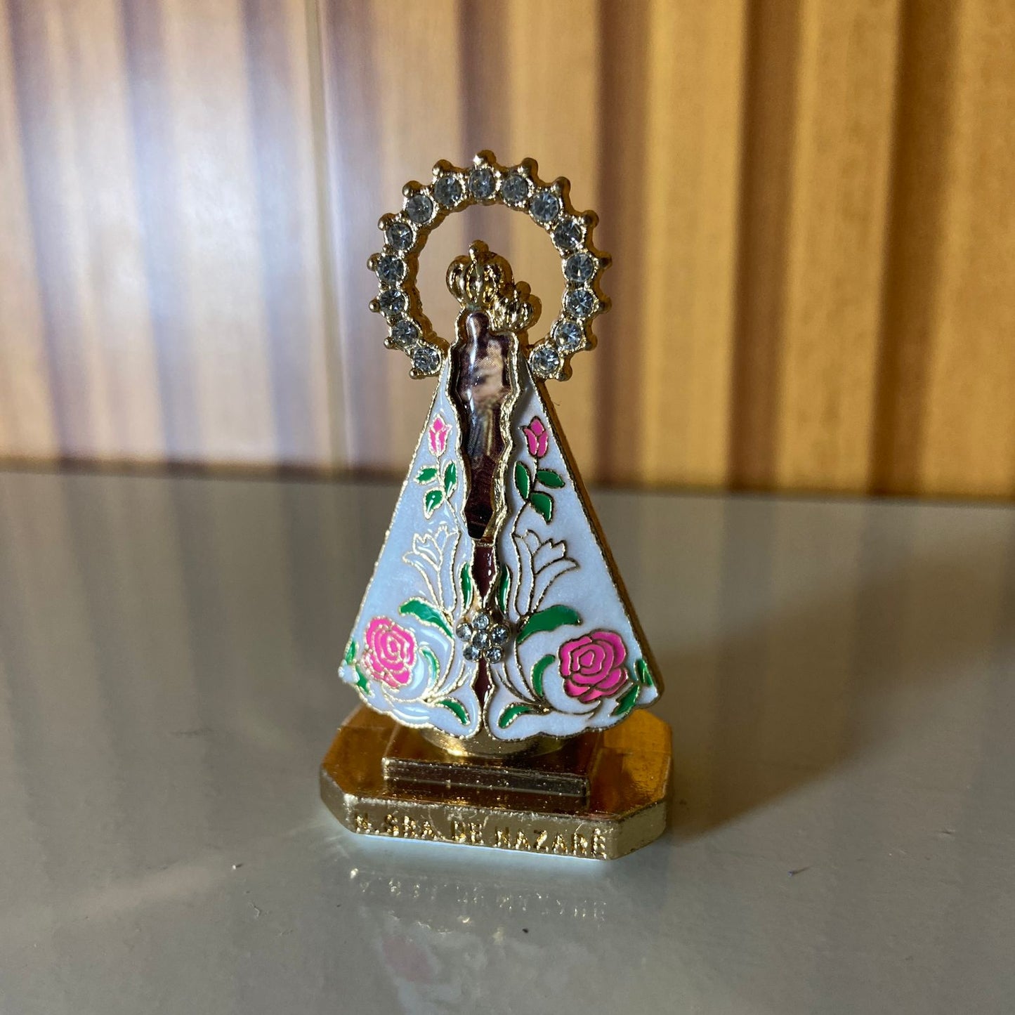 IMAGEM DE NOSSA SENHORA DE NAZARÉ PARA CARRO COM STRASS  (12 UNIDADES)