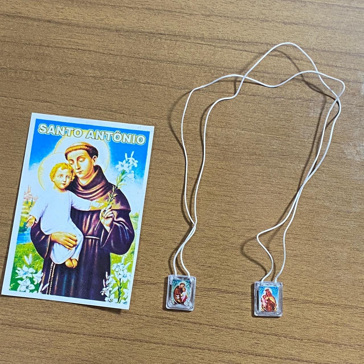ESCAPULÁRIO CORDINHA NOSSA SENHORA DO CARMO E SANTO ANTÔNIO  (12 UNIDADES)