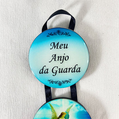 ADORNO TRIPLO REDONDO FITA ANJO DA GUARDA AZUL (1 UNIDADE)