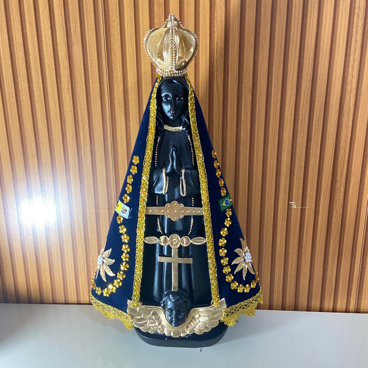 IMAGEM DE GESSO NOSSA SENHORA APARECIDA COM MANTO  51CM  (1 UNIDADE)