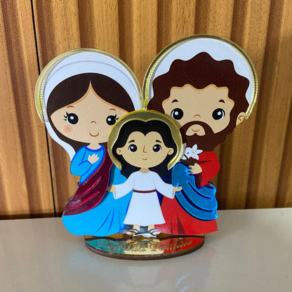 IMAGEM MDF INFANTIL SAGRADA FAMÍLIA COM ACRÍLICO 12CM (1 UNIDADE)