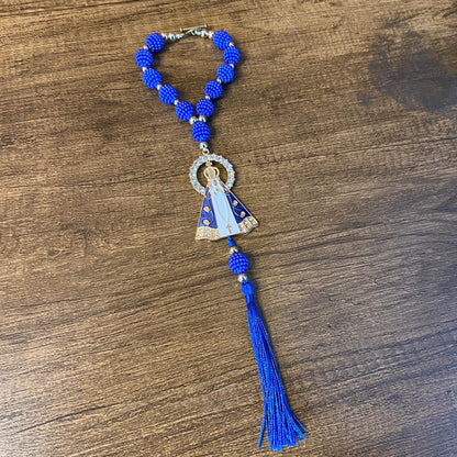 DEZENA PARA CARRO RAIADO NOSSA SENHORA APARECIDA AMORA AZUL 12MM (3 UNIDADES)