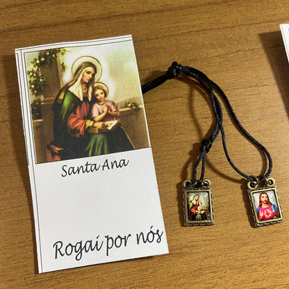ESCAPULÁRIO DE COURO SANTA ANA (12 UNIDADES)