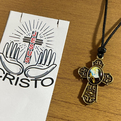 CORDÃO COM CRUZ RESINADA SANTA RITA ( 3 UNIDADES)