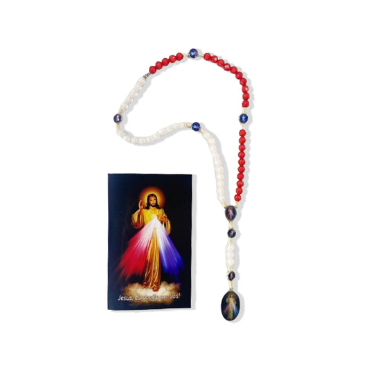 TERÇO ACRÍLICO MISERICÓRDIA 8 MEDALHAS DIVINO ESPÍRITO SANTO (3 UNIDADES)