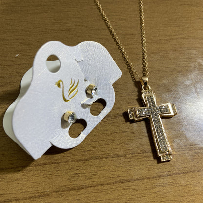 CORRENTE CRUCIFIXO COM BRINCO PONTA DE LUZ  MOD02 ( 1 UNIDADE)