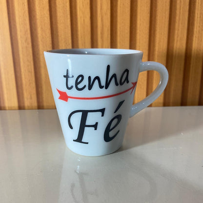 XÍCARA BRANCA TENHA FÉ MOD1 120ML (1 UNIDADE)