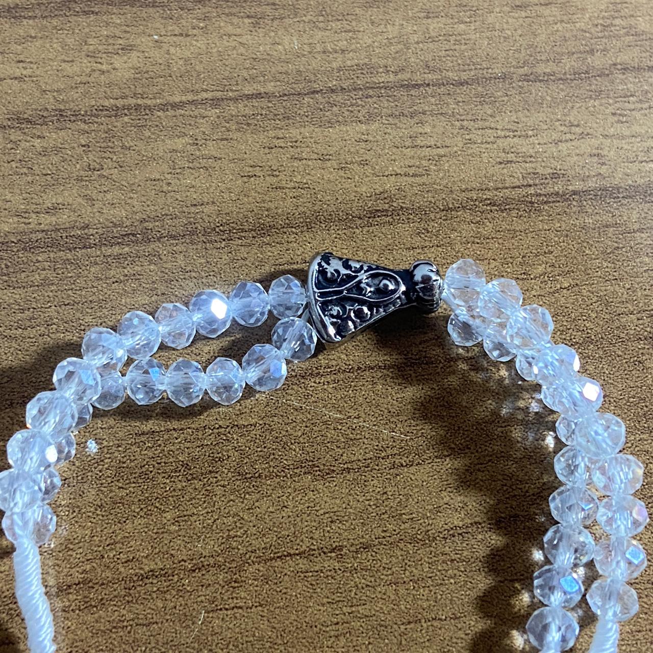 TERÇO PULSEIRA CRISTAL NOSSA SENHORA APARECIDA TRANSPARENTE MOD2  (3 UNIDADES)