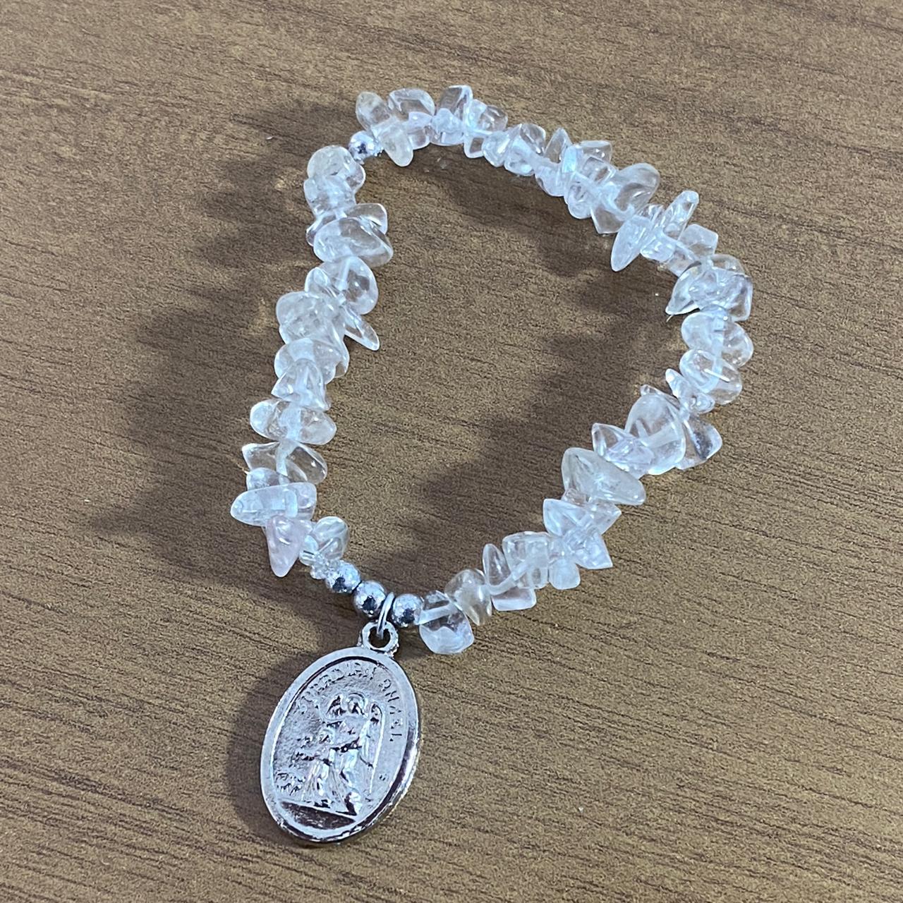 PULSEIRA CRISTAL SÃO MIGUEL ARCANJO E ANJO DA GUARDA  ( 1 UNIDADE)