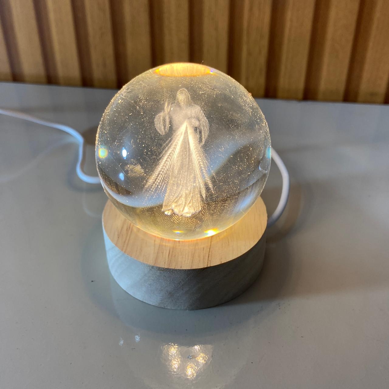 LUMINÁRIA LED BOLA DE VIDRO JESUS MISERICORDIOSO (1 UNIDADE)