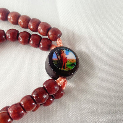 TERÇO PULSEIRA MADEIRA SÃO SEBASTIÃO (12 UNIDADES)