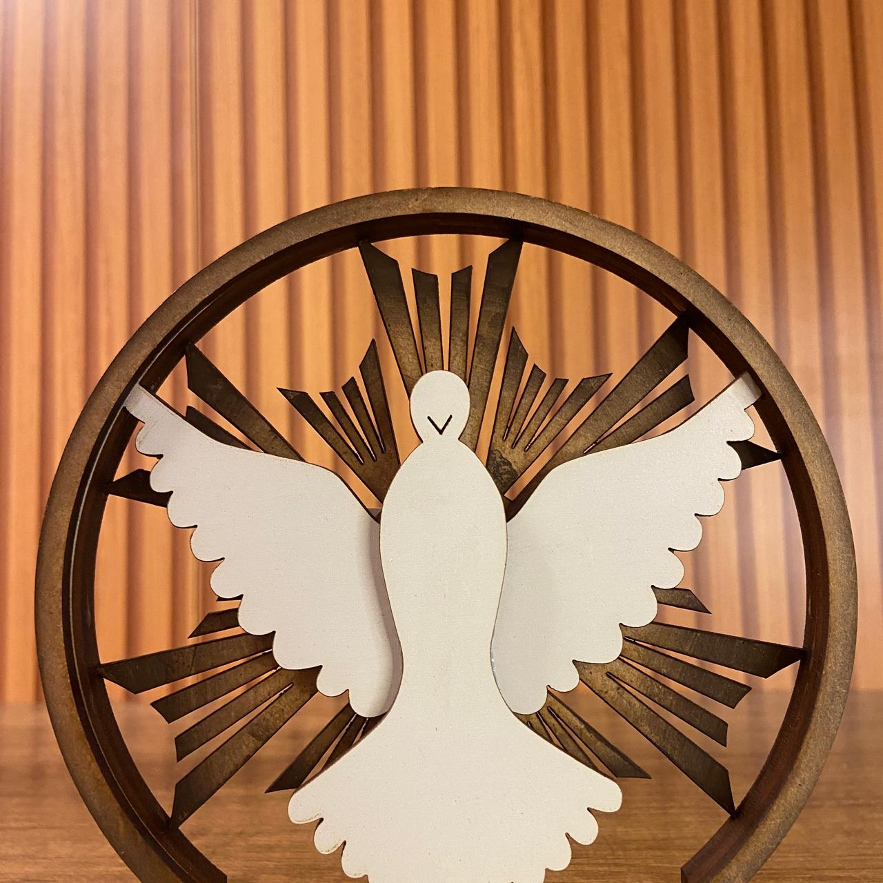 ADORNO DE MESA MDF MANDALA DIVINO ESPÍRITO SANTO 14,5CM (1 UNIDADE)