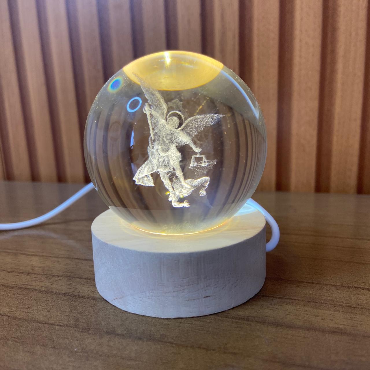 LUMINÁRIA LED BOLA DE VIDRO SÃO MIGUEL ARCANJO (1 UNIDADE)
