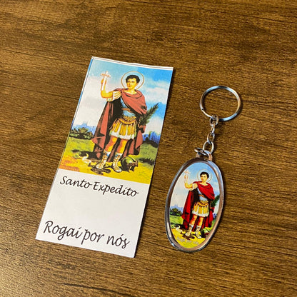 CHAVEIRO METAL OVAL RESINADO SANTO EXPEDITO (6 UNIDADES)