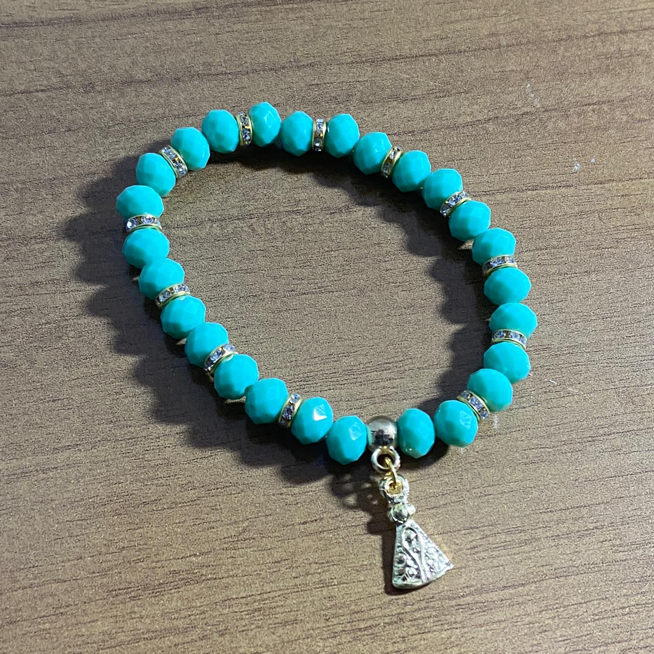 PULSEIRA CRISTAL VERDE NOSSA SENHORA APARECIDA  MOD2 (06 UNIDADES)