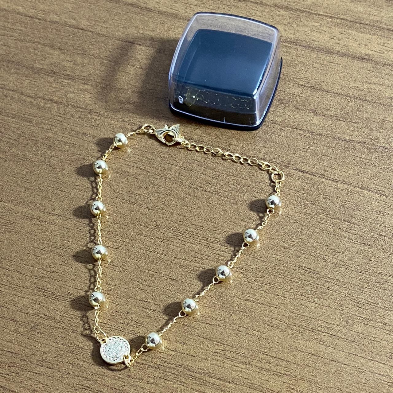 PULSEIRA DOURADA MEDALHA SÃO BENTO MOD2 (6 UNIDADES)
