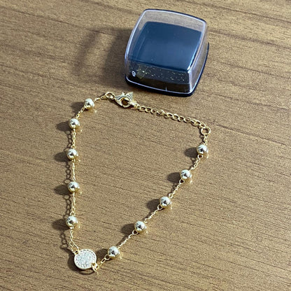 PULSEIRA DOURADA MEDALHA SÃO BENTO MOD2 (6 UNIDADES)