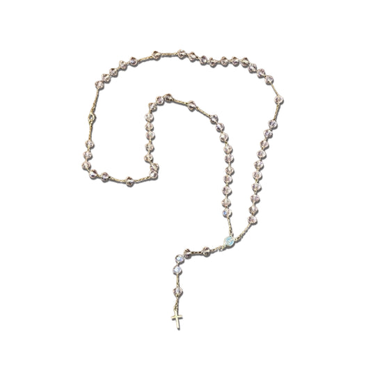 TERÇO CRISTAL NOSSA SENHORA APARECIDA ROSA TRANSPARENTE 06MM  (3 UNIDADES)