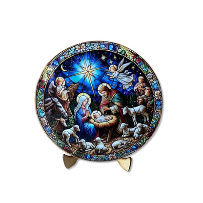 ADORNO DE MESA ACRÍLICO RESINADO PRESÉPIO MOD3 15CM (1 UNIDADE)