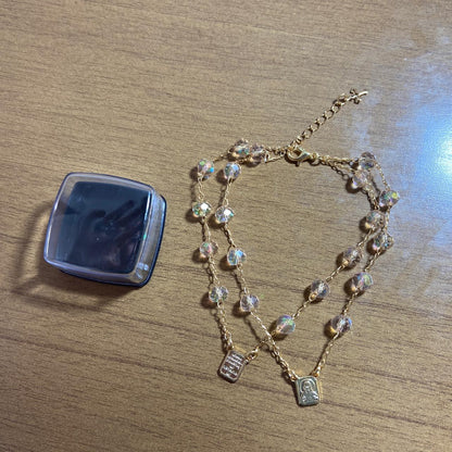 PULSEIRA ESCAPULARIO CRISTAL BEGE TRANSPARENTE (3 UNIDADES)