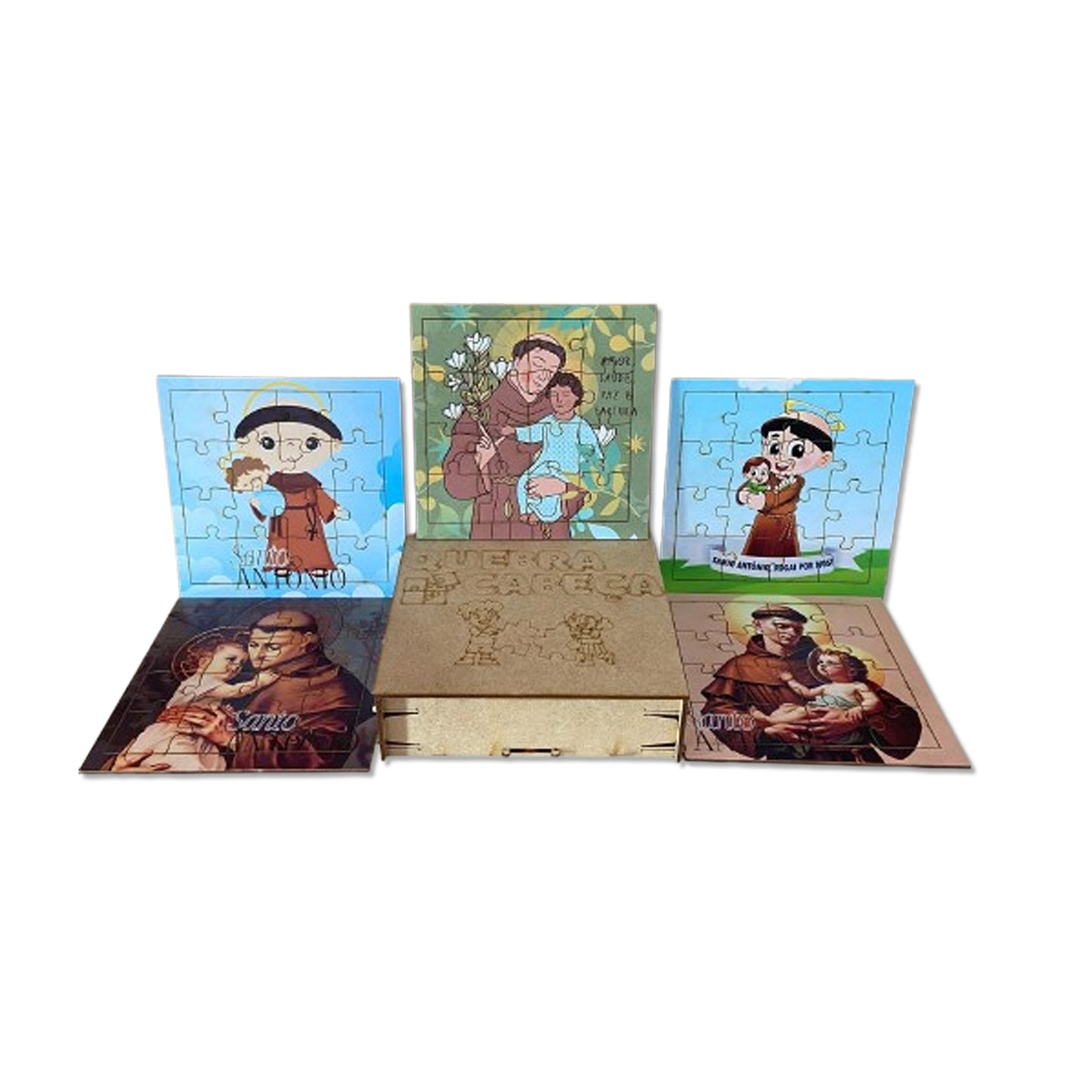 KIT QUEBRA CABEÇA INFANTIL MDF SANTO ANTÔNIO (5 UNIDADE)
