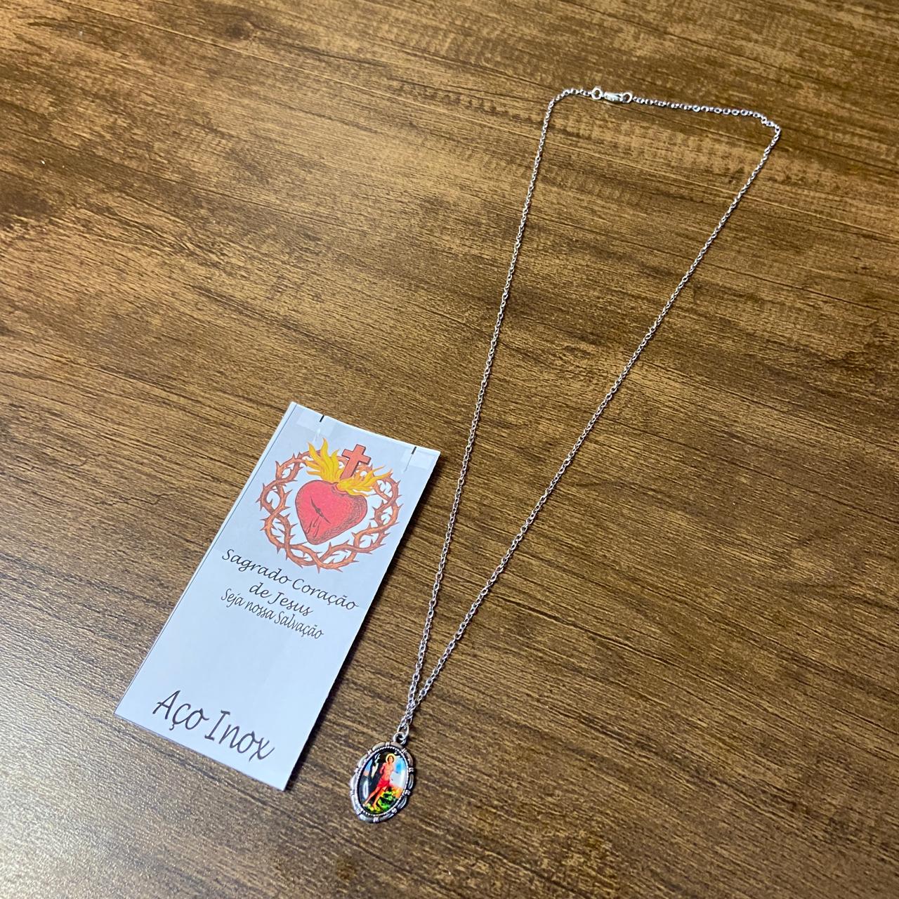 CORRENTE INOX COM MEDALHA RESINADA SÃO SEBASTIÃO   (3 UNIDADES)