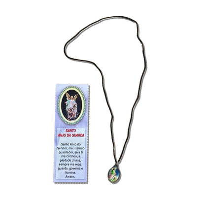 CORDÃO COM MEDALHA RESINADA ANJO DA GUARDA (1 UNIDADES)
