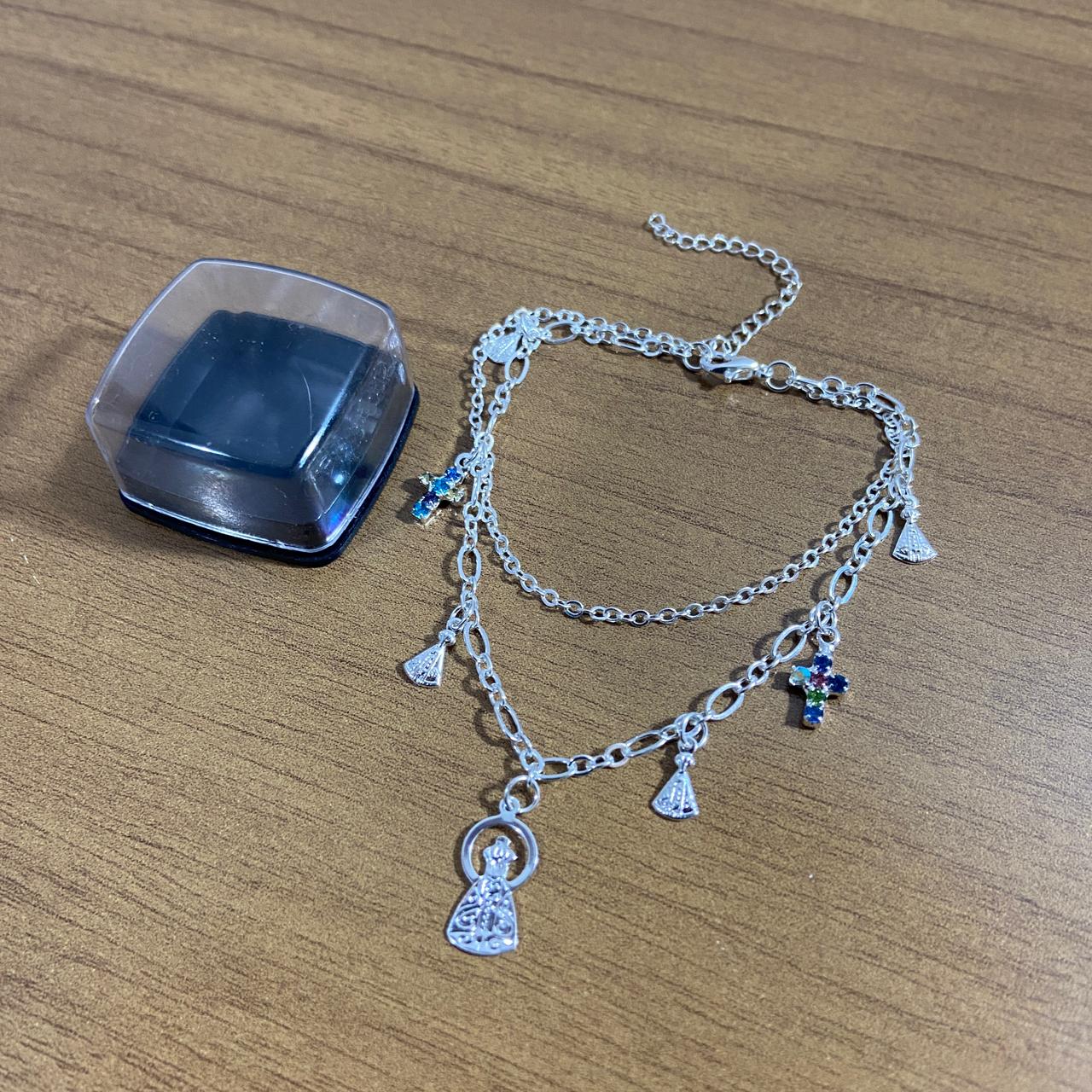 PULSEIRA PRATEADA NOSSA SENHORA APARECIDA MOD3 (3 UNIDADES)