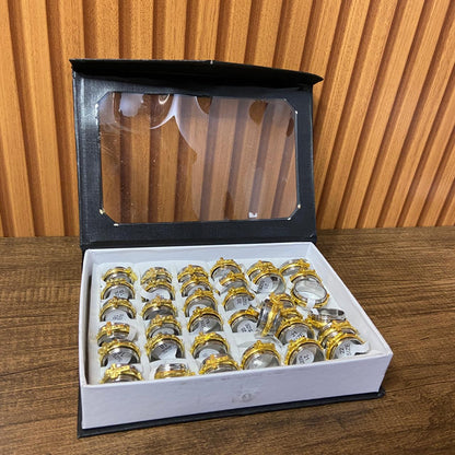 ANEL AÇO INOX COM CRUCIFIXO DOURADO  (36 UNIDADES)