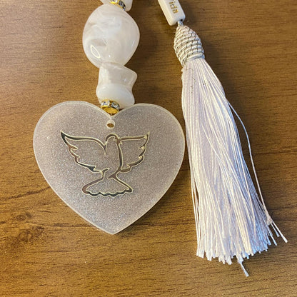 CHAVEIRO DE PEDRARIAS DIVINO ESPÍRITO EM RESINA (1 UNIDADE)