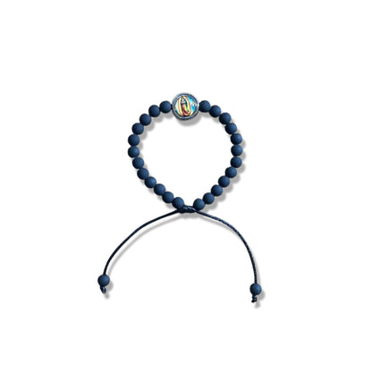 PULSEIRA EMBORRACHADA NOSSA SENHORA DE GUADALUPE PRETA REGULÁVEL (6 UNIDADES)