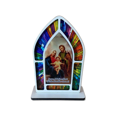 CAPELA MDF VITRAL SAGRADA FAMÍLIA 18CM (1 UNIDADE)