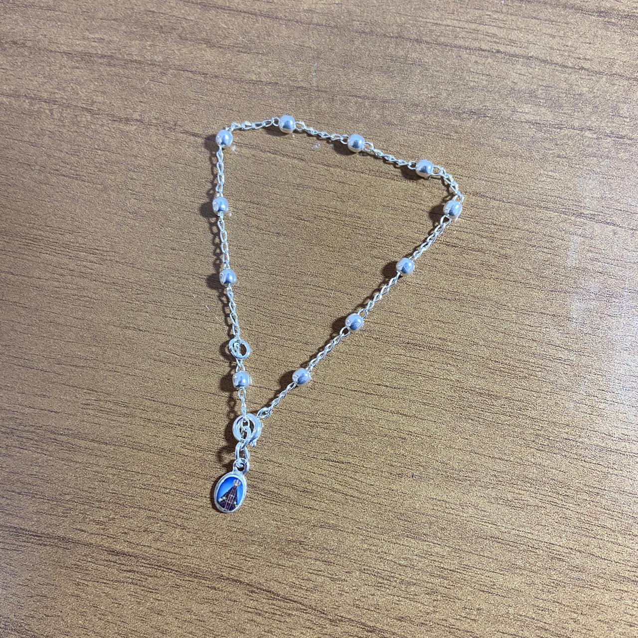 PULSEIRA PRATEADA PINGENTE NOSSA SENHORA APARECIDA  (01 UNIDADE)