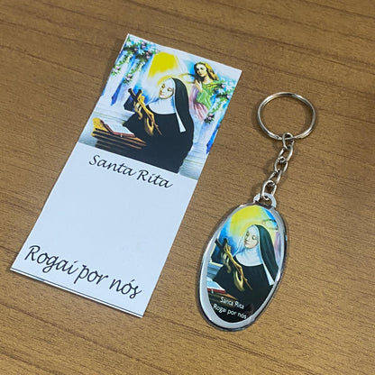 CHAVEIRO METAL OVAL RESINADO SANTA RITA DE CÁSSIA  (6 UNIDADES)