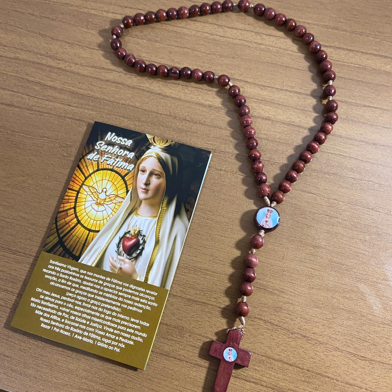 TERÇO DE MADEIRA NOSSA SENHORA DE FÁTIMA MOD3 8MM (3 UNIDADES)