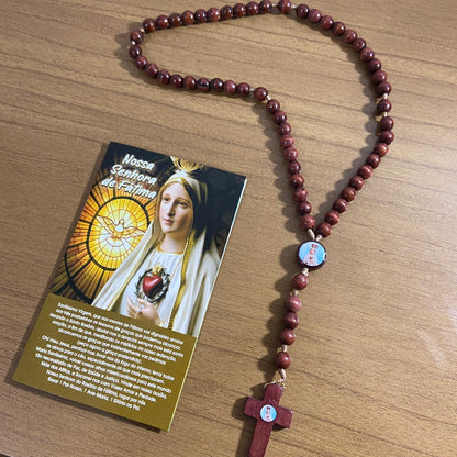 TERÇO DE MADEIRA NOSSA SENHORA DE FÁTIMA MOD3 8MM (3 UNIDADES)