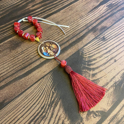 DEZENA PEDRARIAS MEDALHÃO RESINADO SAGRADA FAMÍLIA  12MM  (1 UNIDADE)