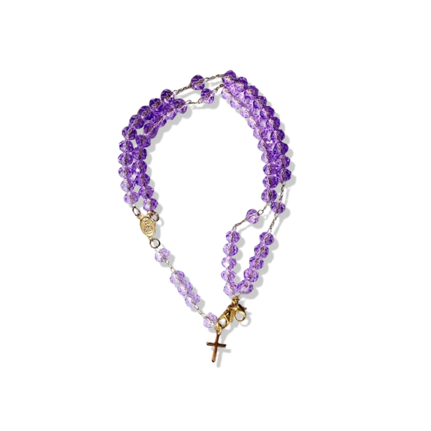 TERÇO PULSEIRA CRISTAL LILÁS  (3 UNIDADES)