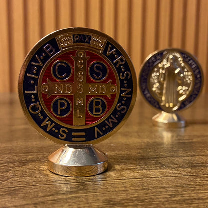 MEDALHÃO SÃO BENTO PARA CARRO DOURADO MOD2 (6 UNIDADES)