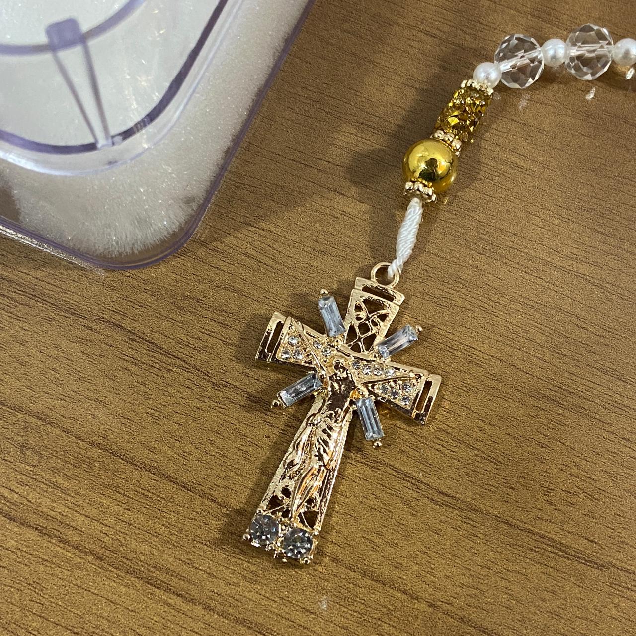 TERÇO DE NOIVA CRISTAL NOSSA SENHORA APARECIDA MOD10 10MM (1 UNIDADE)