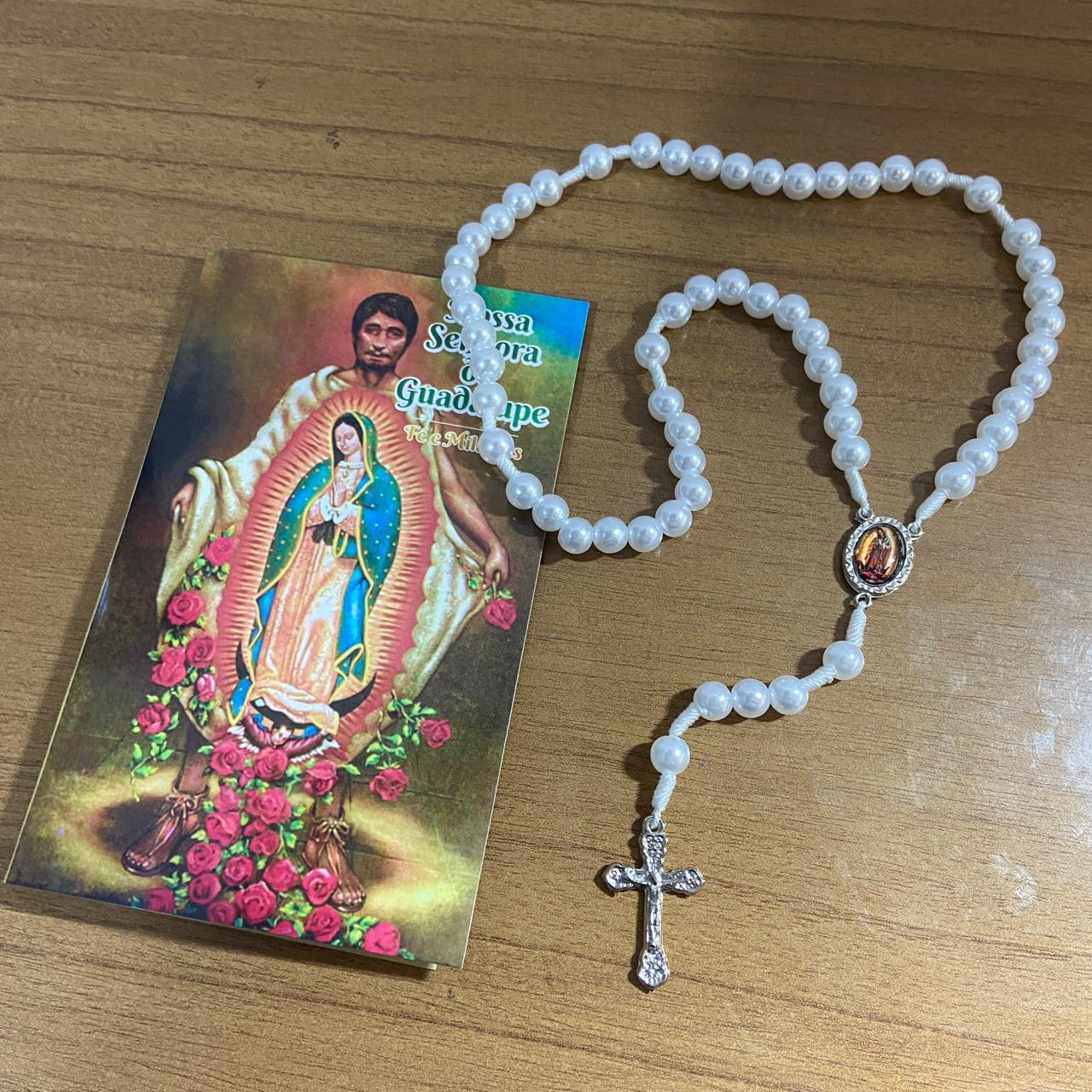 TERÇO PÉROLA NOSSA SENHORA DE GUADALUPE 8MM (1 UNIDADE)