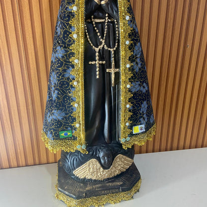 IMAGEM DE GESSO NOSSA SENHORA APARECIDA COM MANTO 65CM MOD2 (1 UNIDADE)