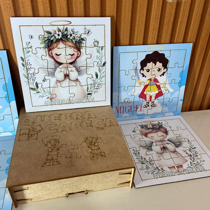 KIT QUEBRA CABEÇA INFANTIL MDF ANJOS  (5 UNIDADE)
