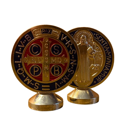 MEDALHÃO SÃO BENTO PARA CARRO DOURADO MOD2 (6 UNIDADES)